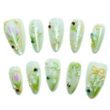 Floral Decorative Press-On Nail Extensions Kalsten