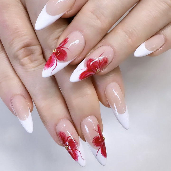 Elegant Floral Stiletto Nail Extensions Kalsten