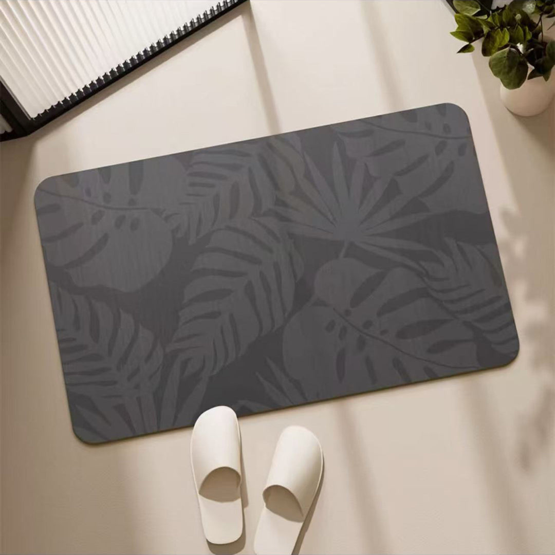 Decorative Leaf Print Bathroom Mat for Home