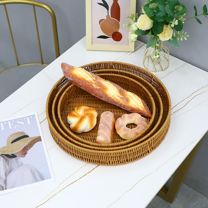 Round Artisan Woven Serving Tray Kalsten