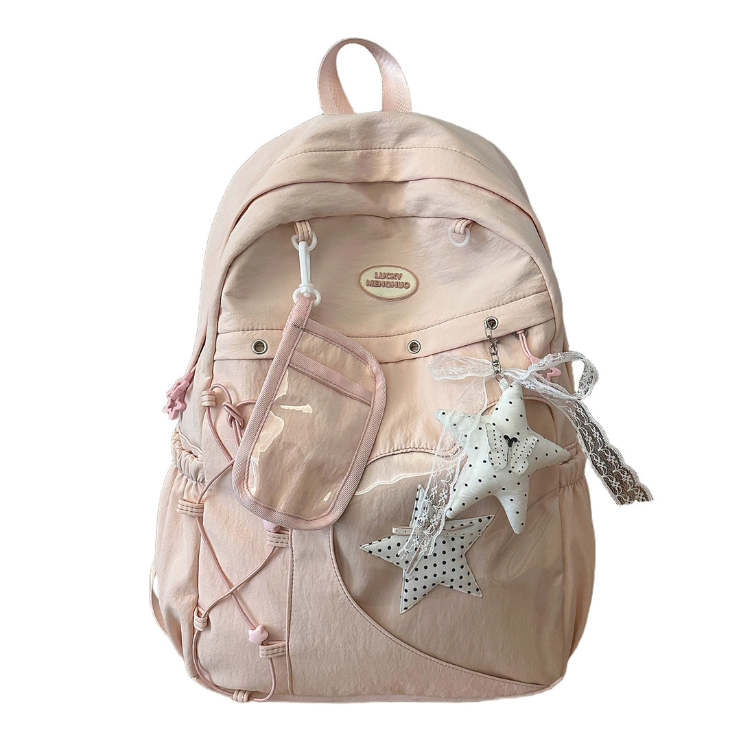 Stylish Multi-Pocket Star-Appliqué Backpack Kalsten