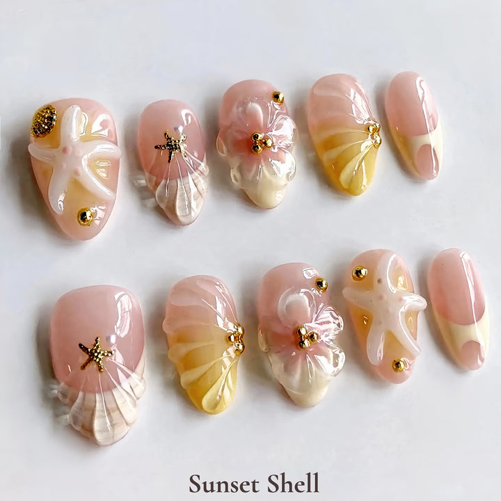 Creative Sunset Shell Press-On Nail Art Set Kalsten
