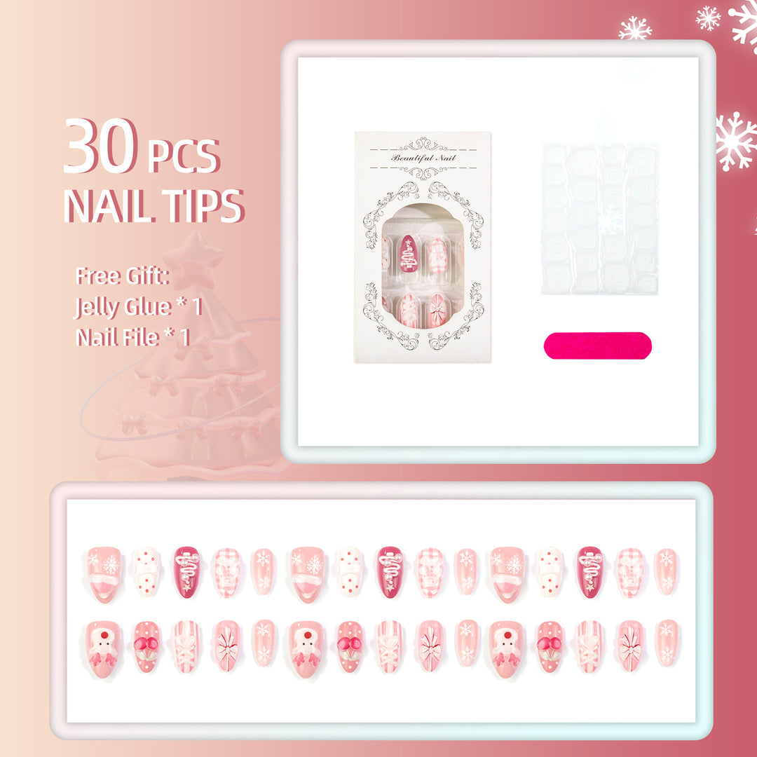 Holiday-Themed Decorative Press-On Nail Art Set