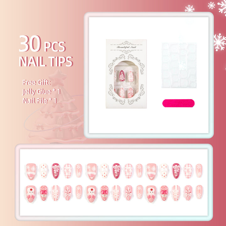 Holiday-Themed Decorative Press-On Nail Art Set