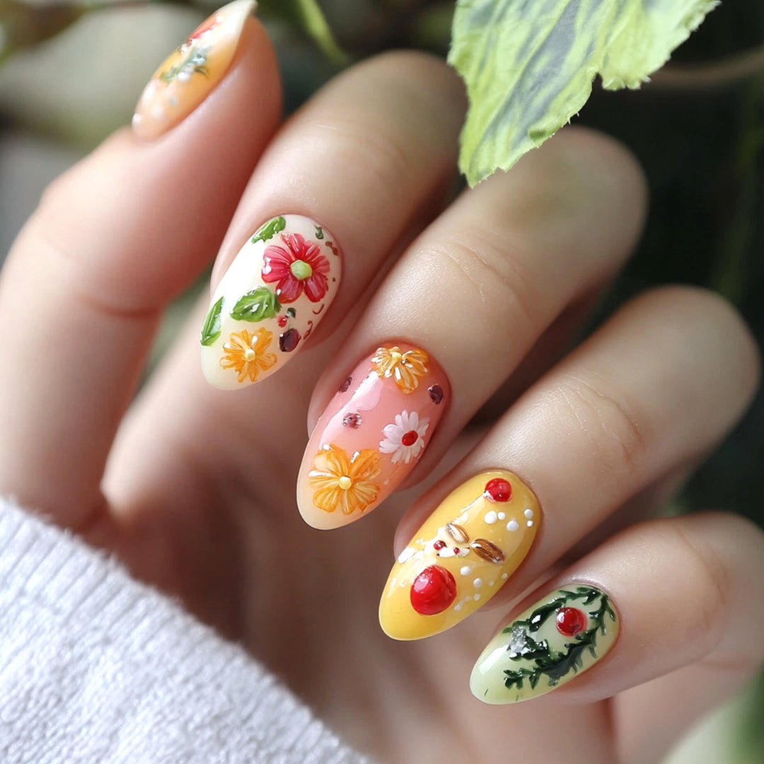 Artistic nail art with floral patterns Kalsten