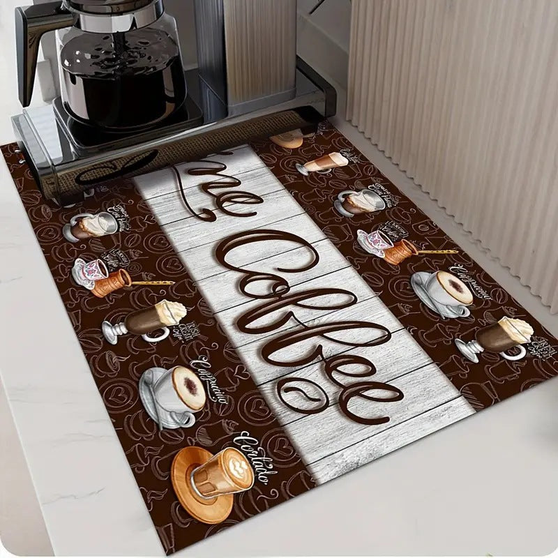 Coffee-Themed Kitchen Mat