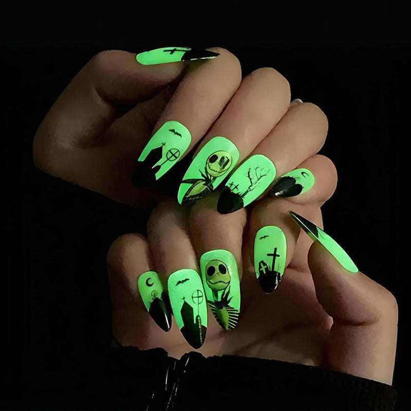 Halloween Artificial Nail Set with Creative Spooky Designs Kalsten