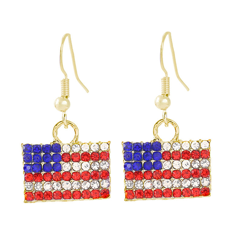 Ladies enamel earrings horseshoe with star stripe motif Kalsten