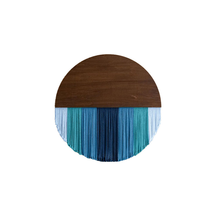 Wall hanging made of dyed yarn and wood