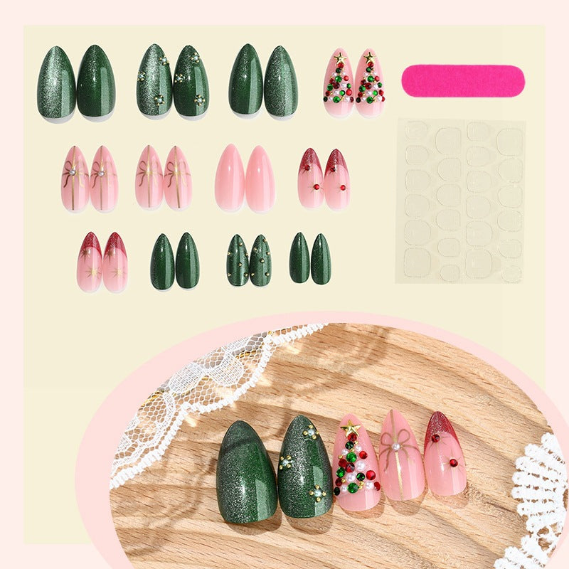 Acrylic nail set with sparkling Christmas designs Kalsten