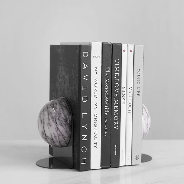 Elegant Geometric Marble Bookends