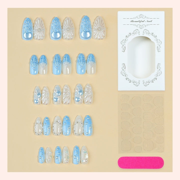 Acrylic nail set with exquisite 3D elements and elegant designs Kalsten