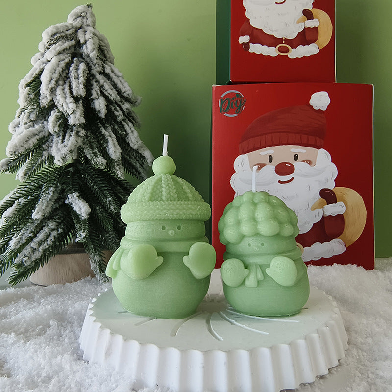 Winter-Themed Decorative Candle