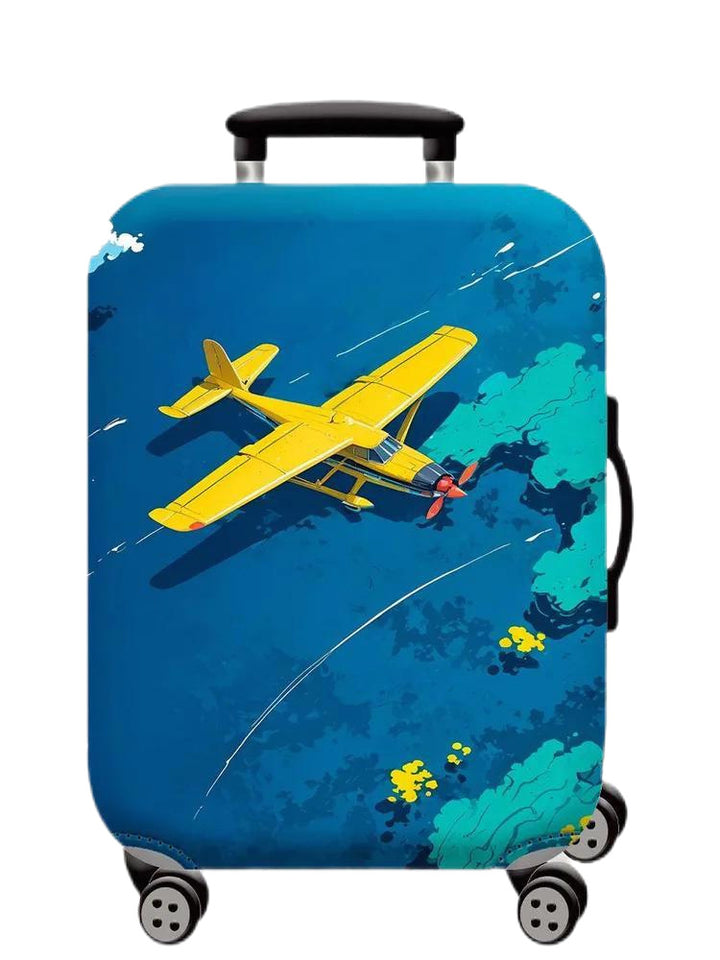 Unisex hard-shell cabin trolley with vintage travel illustration, 360° swivel wheels and telescopic handle Kalsten