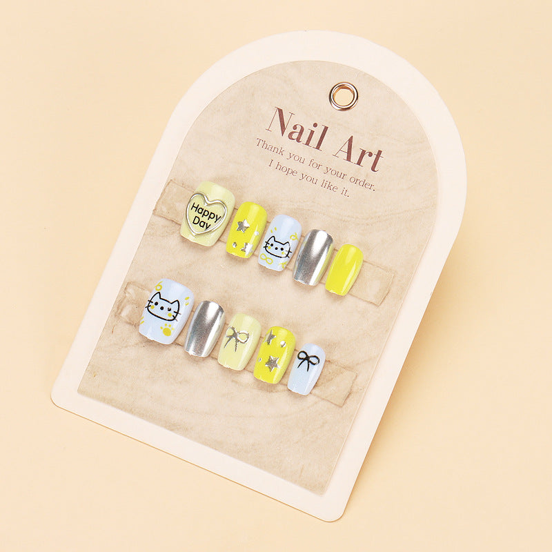 Elegant Long Press-On Nails Set with Artistic Tips Kalsten