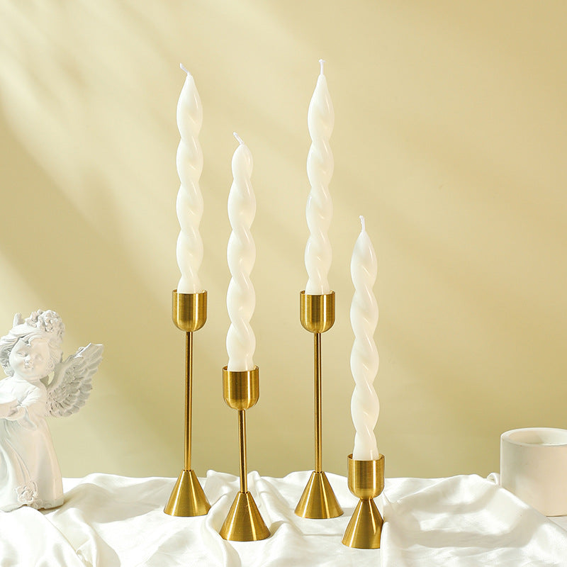 Twisted Spiral Taper Candle Pair Decorative Scented Home Accent