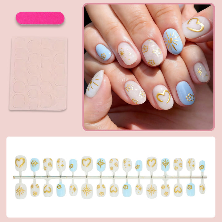Artificial nail set with floral and geometric designs Kalsten