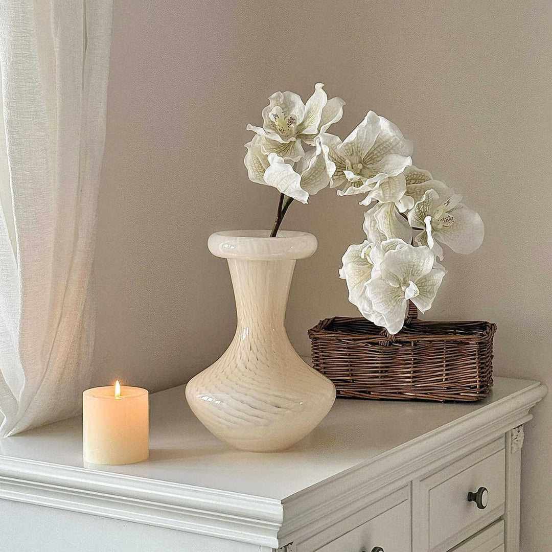 Contemporary Blown-Glass Hourglass Accent Vase Kalsten