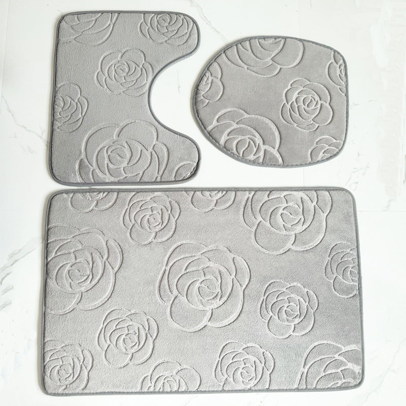 Rose Pattern Bath Mat Set Kalsten