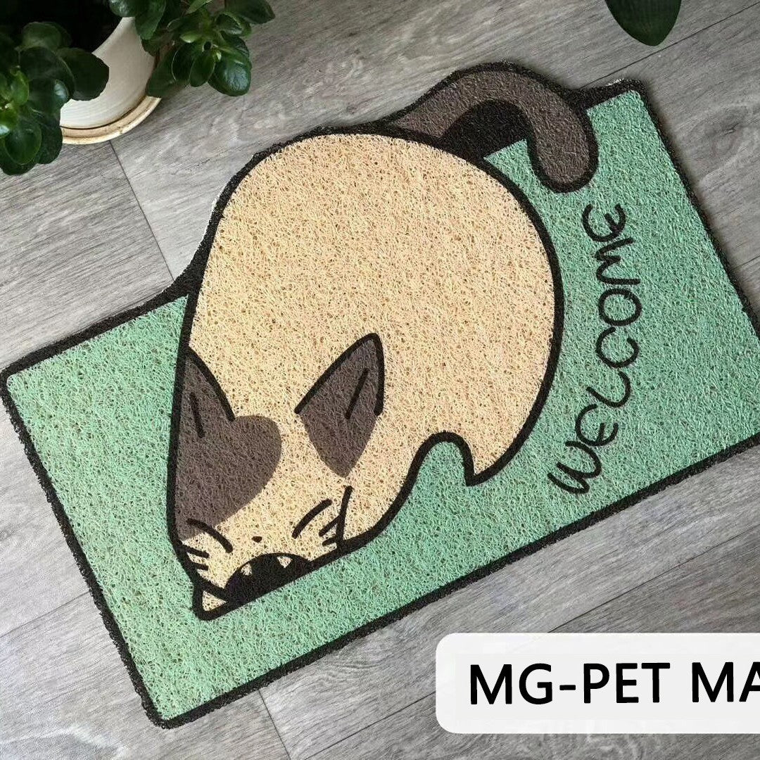 Decorative Coir Cat-Shaped Welcome Doormat With Non-Slip Pvc Backing And Weather-Resistant Fibers