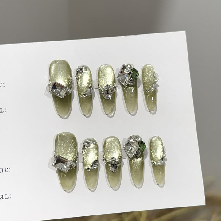 Glamorous Crystal-Accentuated Press-On Nail Set