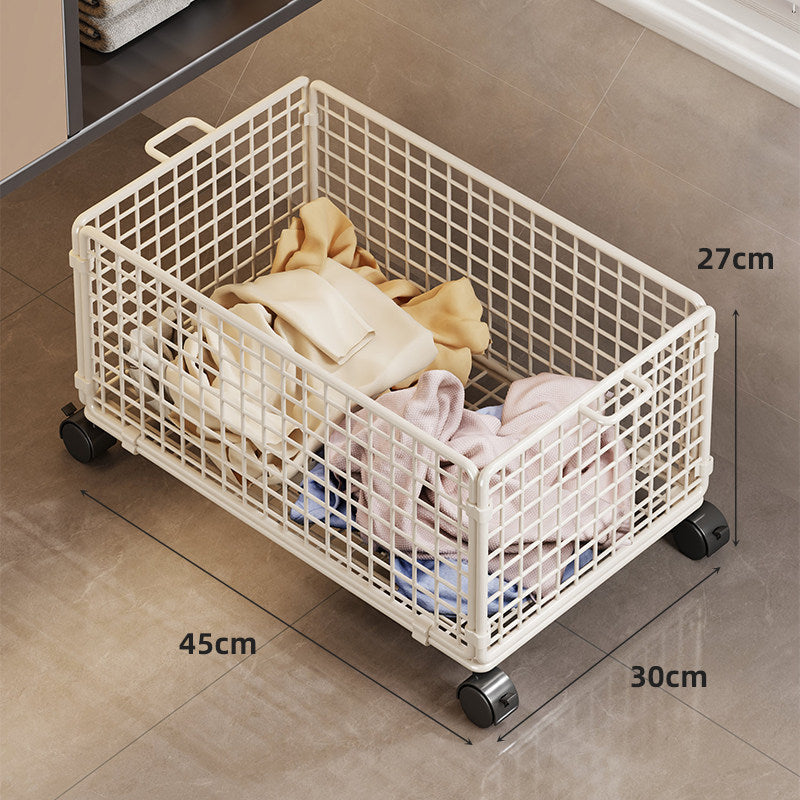 Rolling Mesh Underbed Storage Basket with Locking Casters and Carry Handles