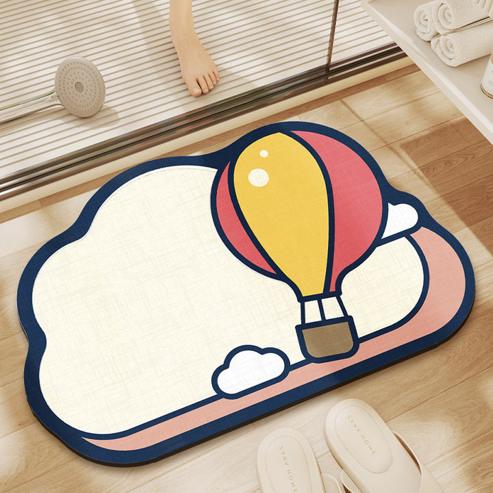 Playful Hot Air Balloon Bathroom Mat