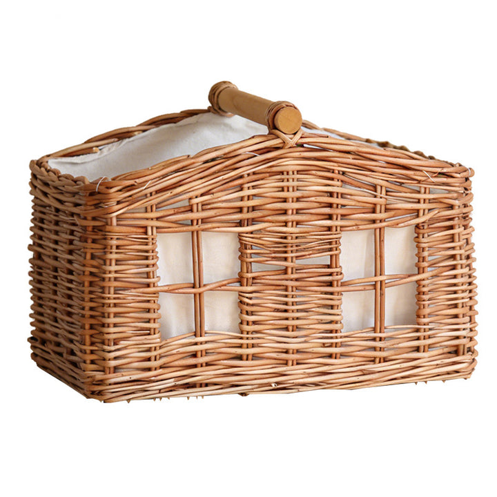 Large storage basket with wooden handle Kalsten