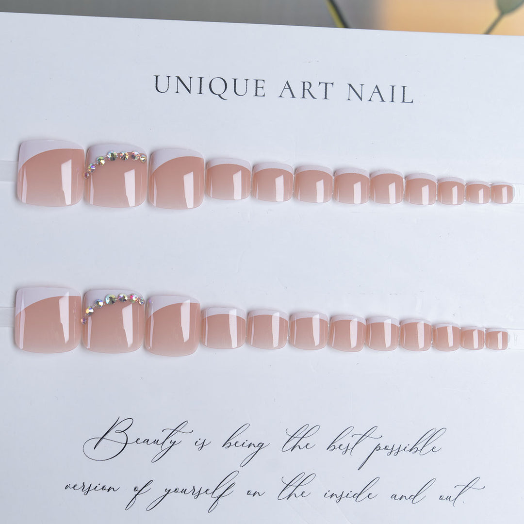 Elegant Rhinestone-Accent Pedicure Nail Art