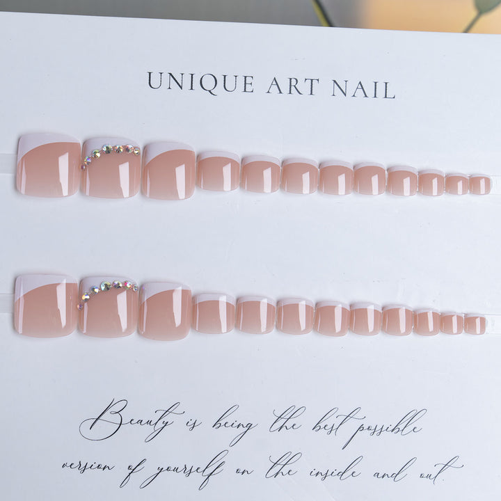 Elegant Rhinestone-Accent Pedicure Nail Art