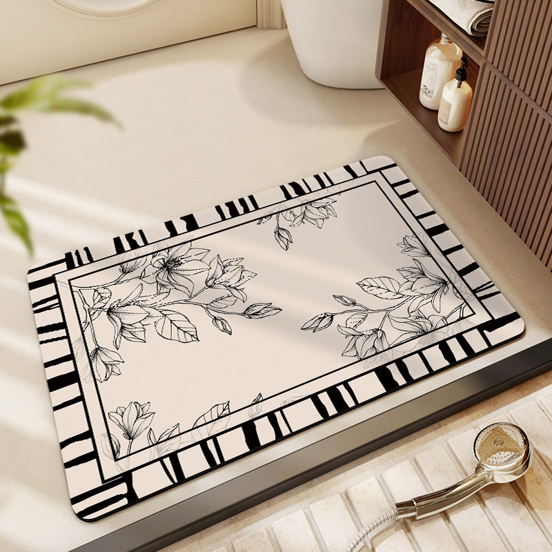 Floral Patterned Bathroom Mat Kalsten