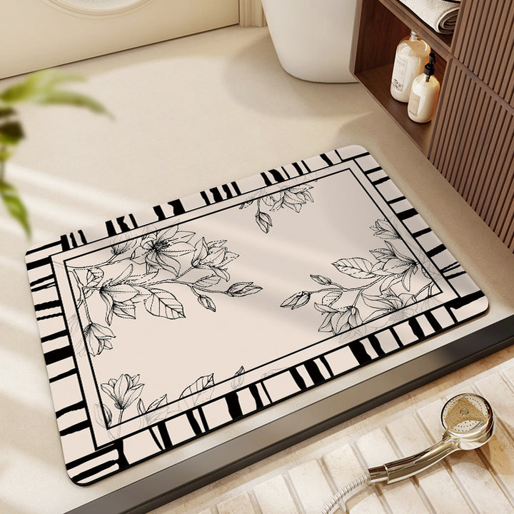 Floral Patterned Bathroom Mat Kalsten