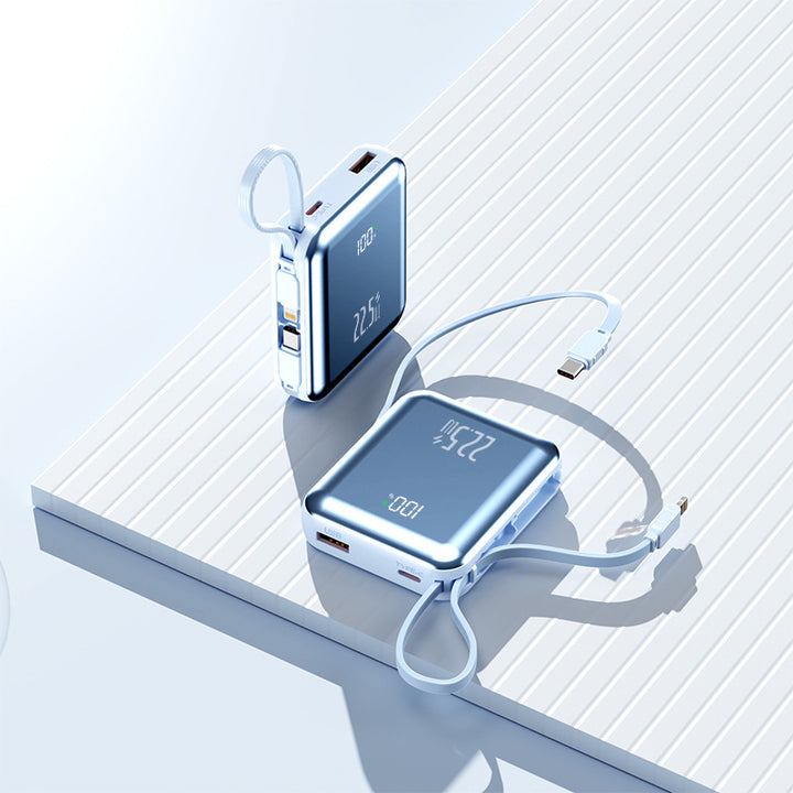Portable power bank with digital display and integrated cable management Kalsten