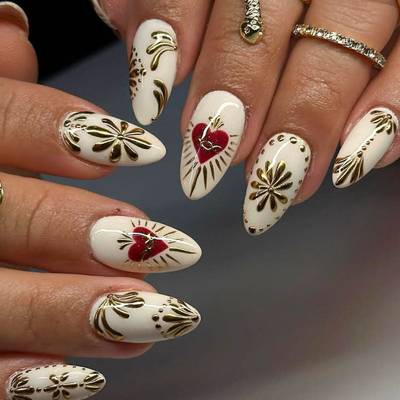 Heart-Embellished Press-On Nail Set