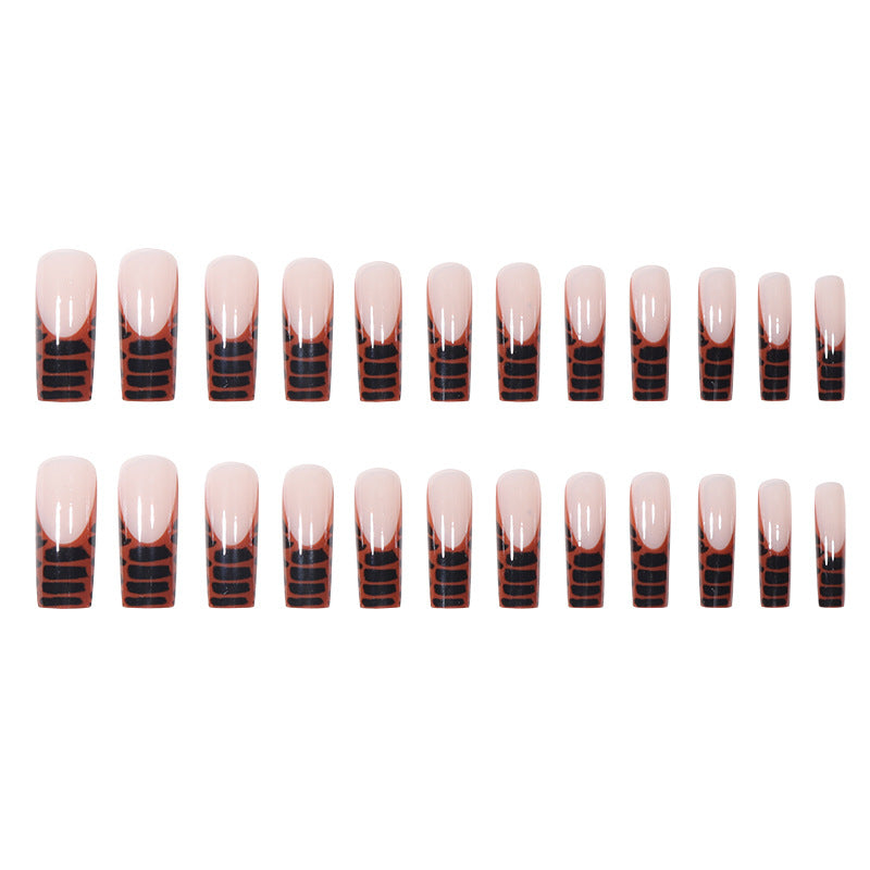 Elegant Acrylic Press-On Nail Extensions with Stylish Crocodile Design Kalsten
