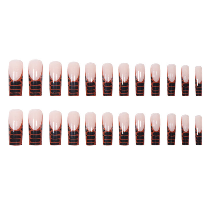 Elegant Acrylic Press-On Nail Extensions with Stylish Crocodile Design Kalsten