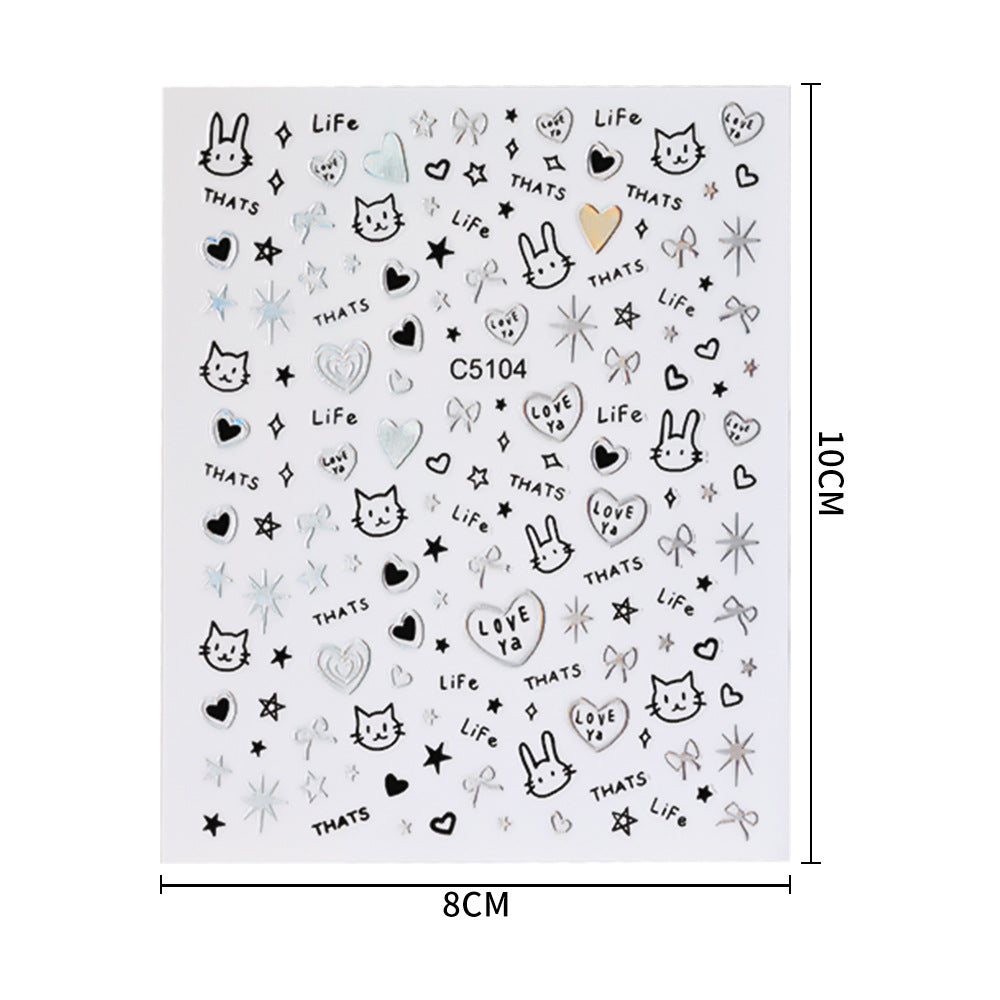Cat-Themed Nail Art Stickers
