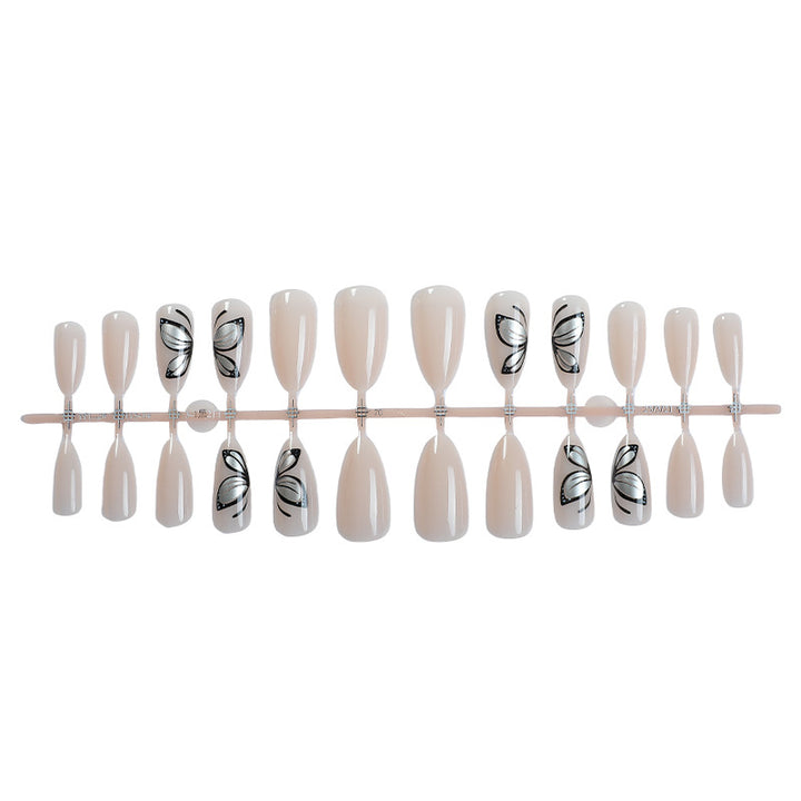 Artistic Press-On Nail Set with Elegant Butterfly Design kalsten