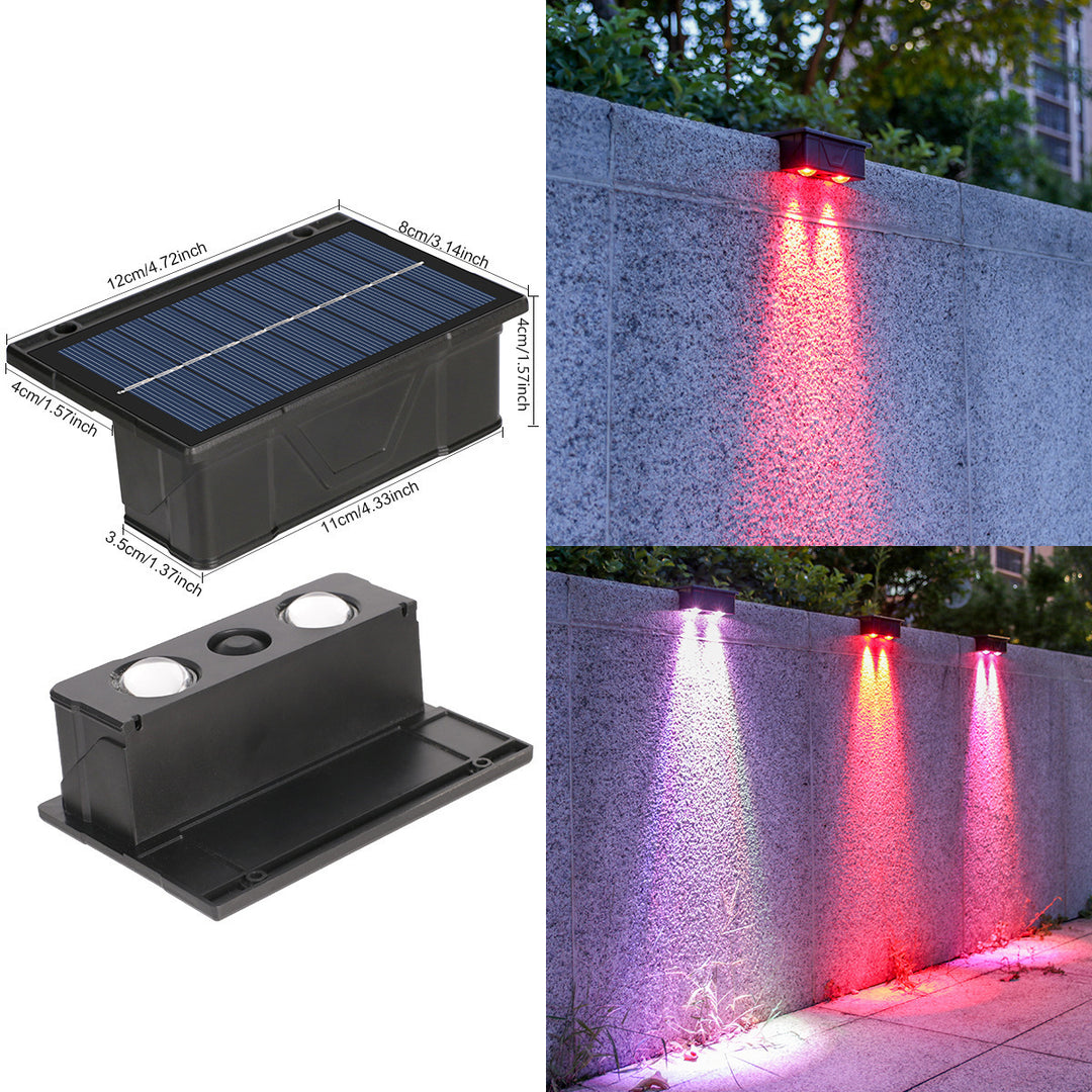 Outdoor Solar RGB Dual-Beam Wall Light With Integrated Photovoltaic Panel And Weather-Resistant Mounting Base Kalsten