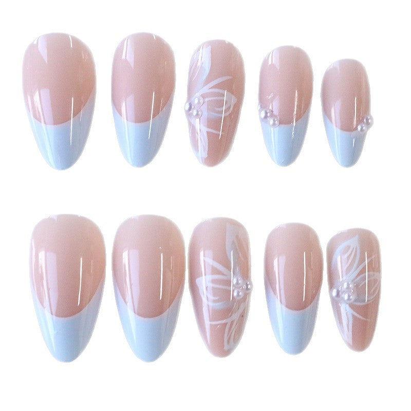 Elegant Floral-Accent Acrylic Nail Design Kalsten