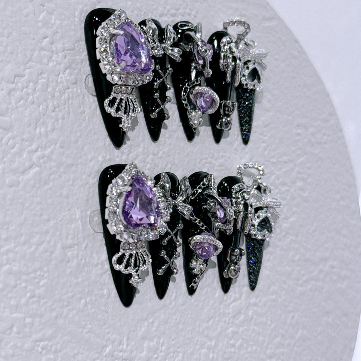 Gothic-Inspired Rhinestone Nail Art Set