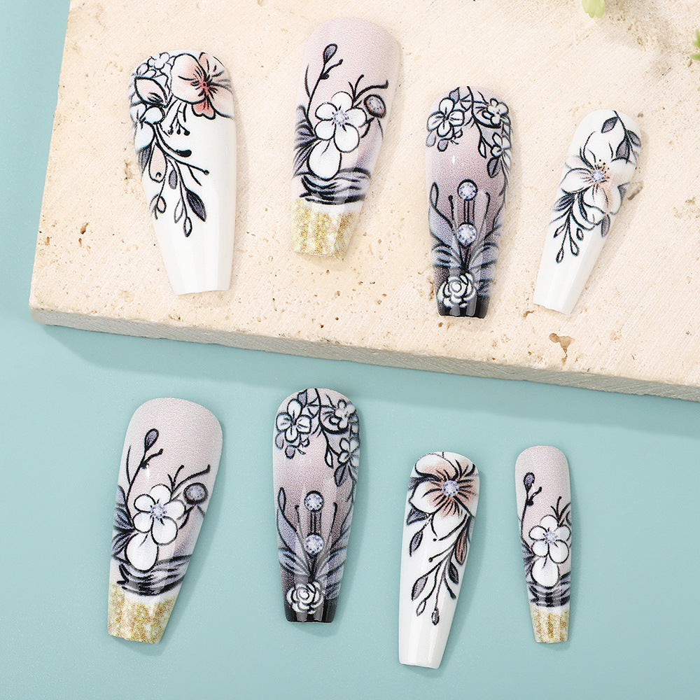 Art Nail Set with Artistic Floral Decorations Kalsten