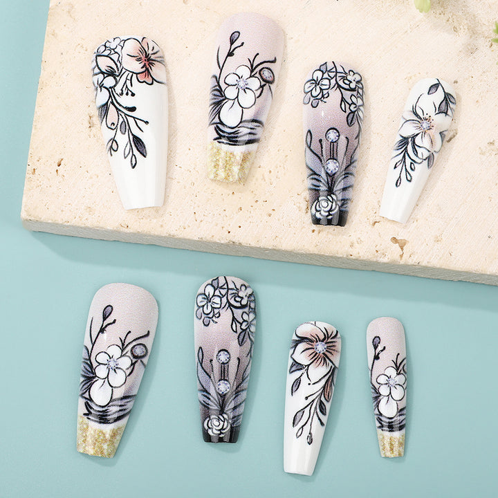 Art Nail Set with Artistic Floral Decorations Kalsten