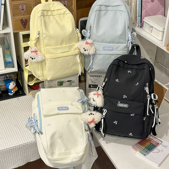 Stylish Multi-Pocket Backpack with Furry Keychain Kalsten