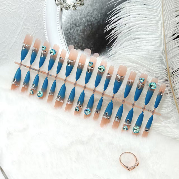 Glamorous artificial nails with sparkling rhinestone elements Kalsten