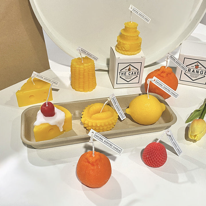 Hand-Poured Realistic Lemon-Shaped Scented Soy Candle with Cotton Wick & Gift Box
