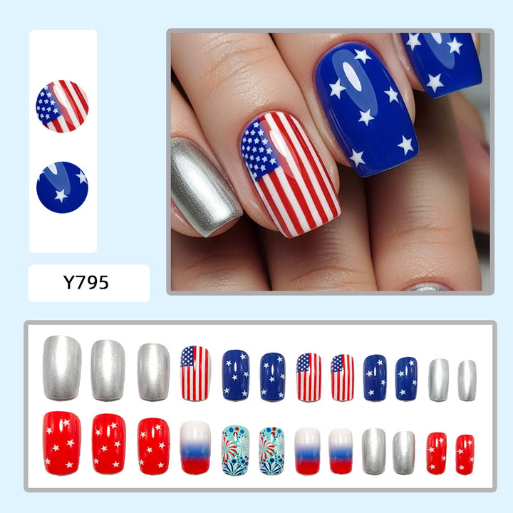Creative art nail design in patriotic style Kalsten