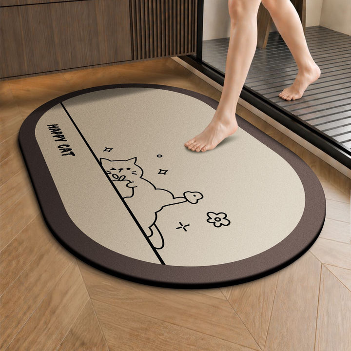 Funny Cartoon Cat-Themed Anti-Slip Bath Mat