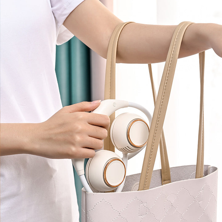 Cooling hands-free wearable neck fan with dual adjustable air outlets USB-C rechargeable Kalsten