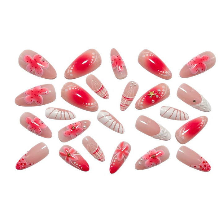 Artificial nails with 3D flower pattern and glitter accents Kalsten